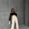 un palazzo pants in pleated gabardin