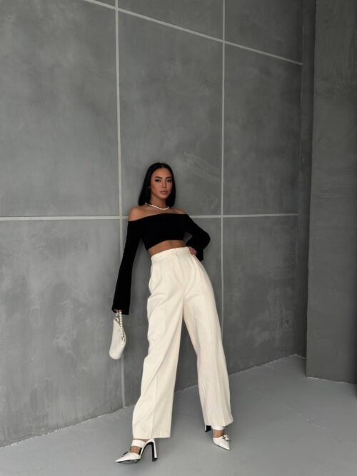 un palazzo pants in pleated gabardin