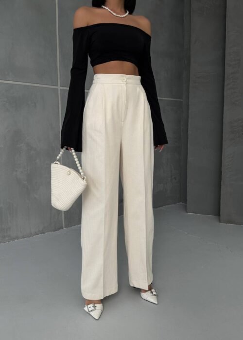 un palazzo pants in pleated gabardin